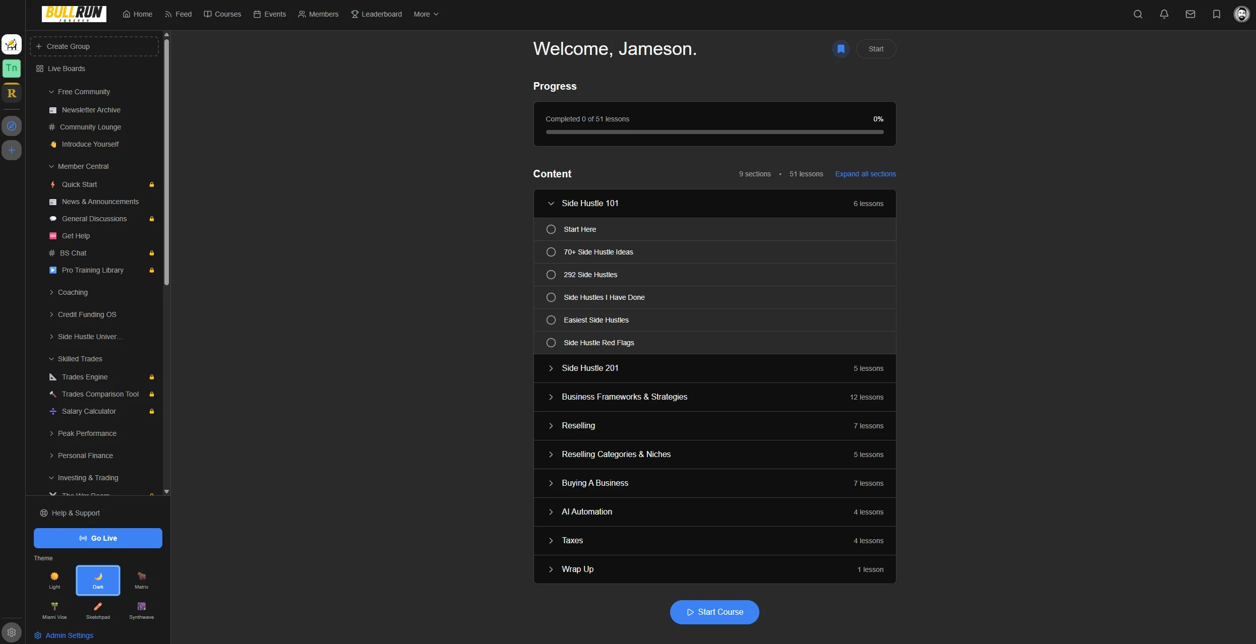 Online course builder with lesson editor, sections, drip content scheduling, and student progress tracking in white-label LMS